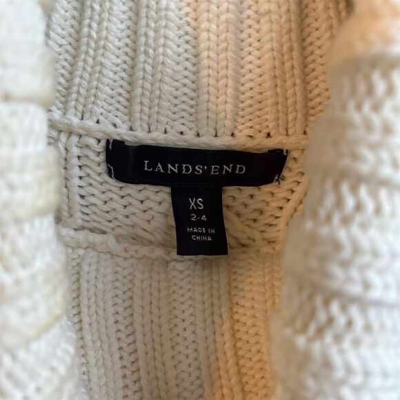 Lands' End Women's XS Ivory Cable Knit Turtleneck Sweater - Picture 4 of 4